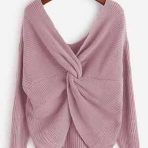 front Twist Pink Sweater
